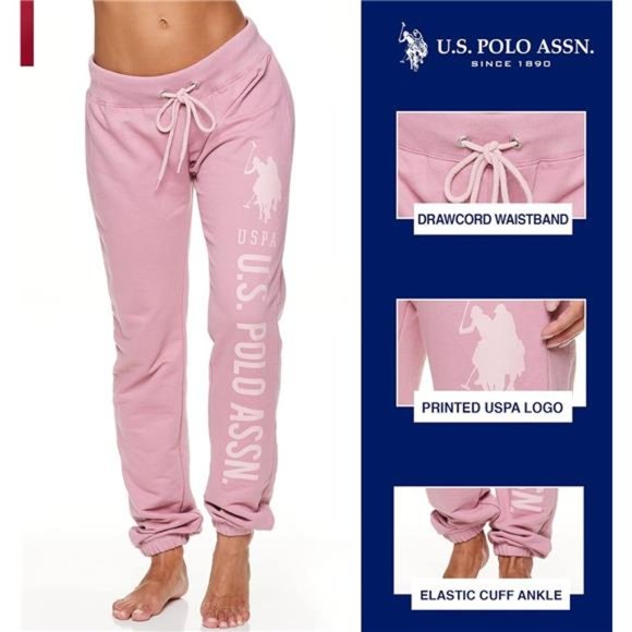 U.S. Polo Womens Sweatpants - Pink Womens Jogger Sweats - Picture 5 of 6